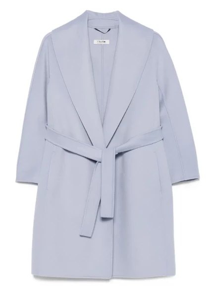 Приталенное пальто с поясом от Max Mara blue