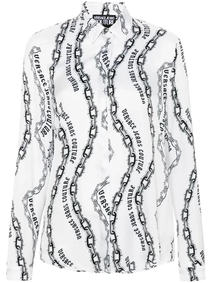 Рубашка с принтом в виде цепочки от Versace Jeans Couture white