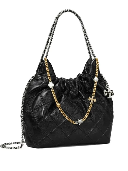 Потертая сумка-тотализатор Tory Burch mini Fleming black