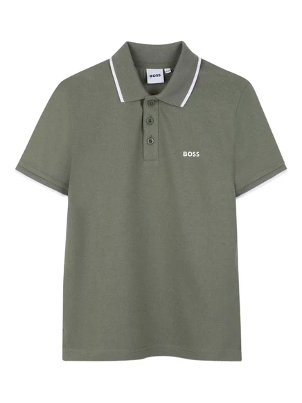 Мальчиковое поло Boss Kidswear с логотипом, зеленое