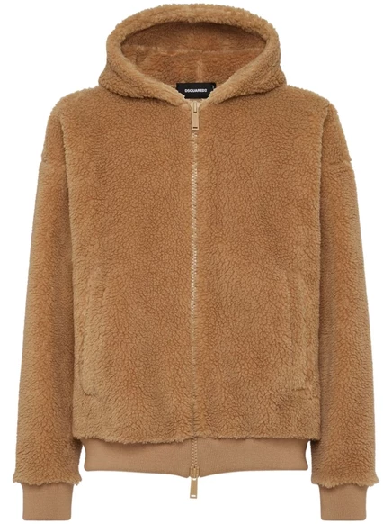 Шерп-куртка с капюшоном, вышитая логотипом DSQUARED2 neutrals