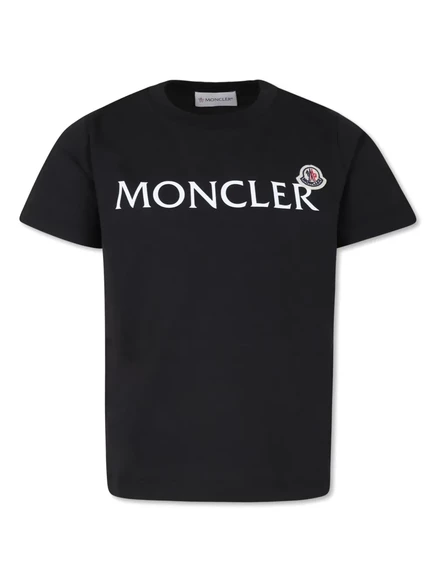 Детская футболка Moncler Enfant из хлопка, черная