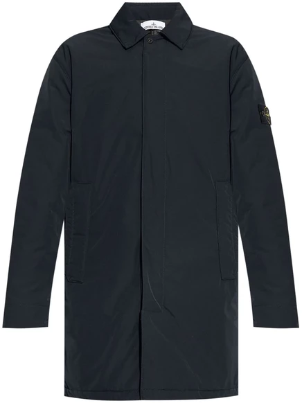 Мужское стёганое пальто Stone Island с утеплителем PrimaLoft, темно-синее