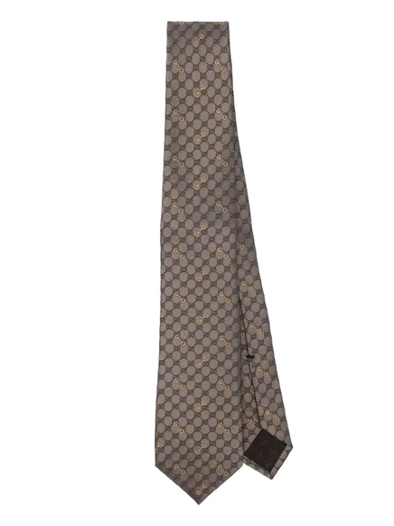 Мужской шелковый галстук Gucci GG, коричневый