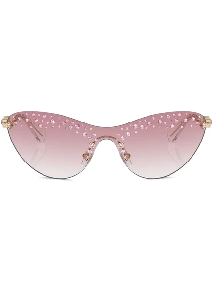 Женские солнцезащитные очки Swarovski Eyewear в гоггл-оправе с кристаллами, золотистые