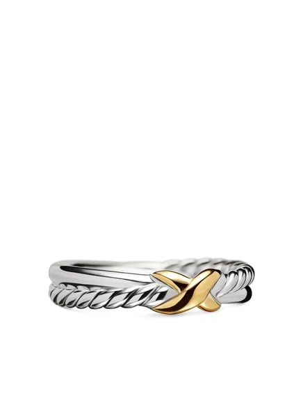 Женское кольцо David Yurman Petite X 4 мм, серебро и 18K золото