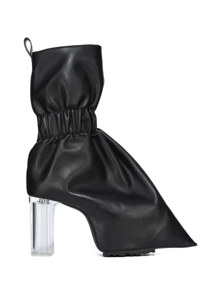 Мужские кожаные кроссовки Rick Owens с отворотом, черные