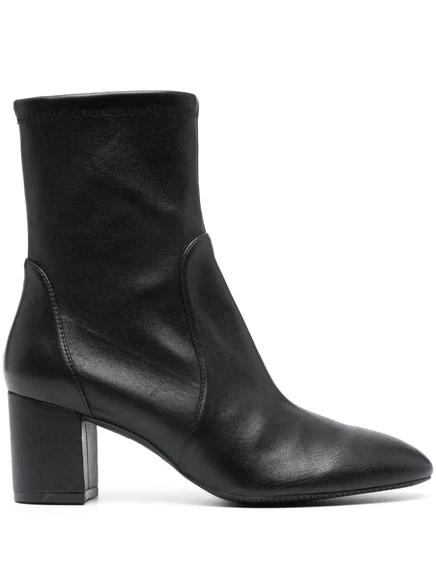 Кожаные ботинки Stuart Weitzman с миндалевидным носком диаметром 65 мм black