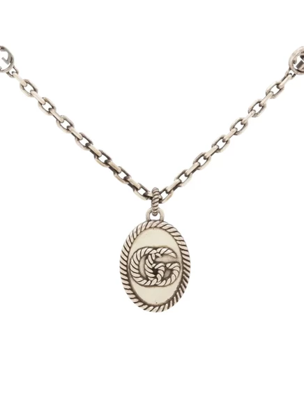 Колье Gucci Pre-Owned 2000-х с логотипом, серебристое