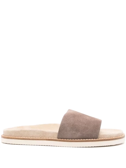 Мужские шлепанцы Brunello Cucinelli из замши, коричневые