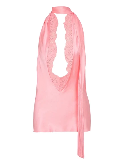 Шелковый топ на бретельках от Balmain pink