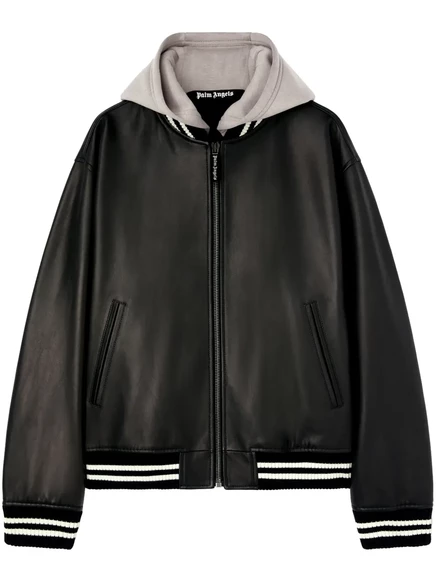 Мужской бомбер Palm Angels Curved‑logo, черный