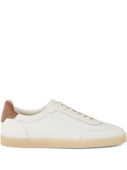 Кожаные кроссовки Brunello Cucinelli с низким берцем white