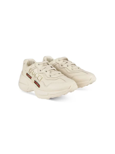 Кроссовки с логотипом Gucci Kids Rhyton neutrals