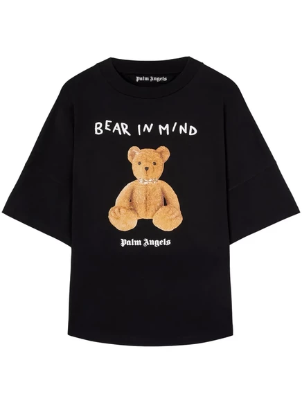 Мужская футболка Palm Angels Bear In Mind с принтом, черная