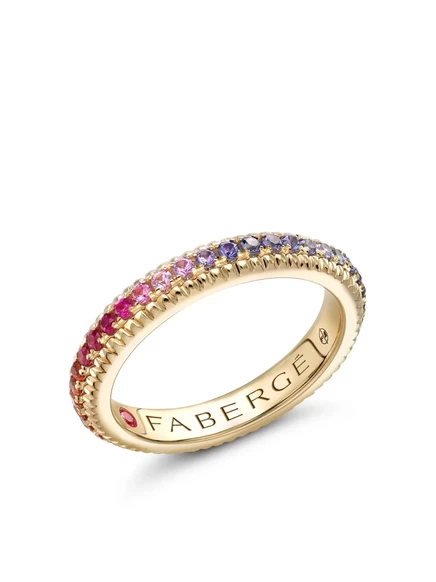 Кольцо Faberg 18-каратное из желтого золота с радужными камнями