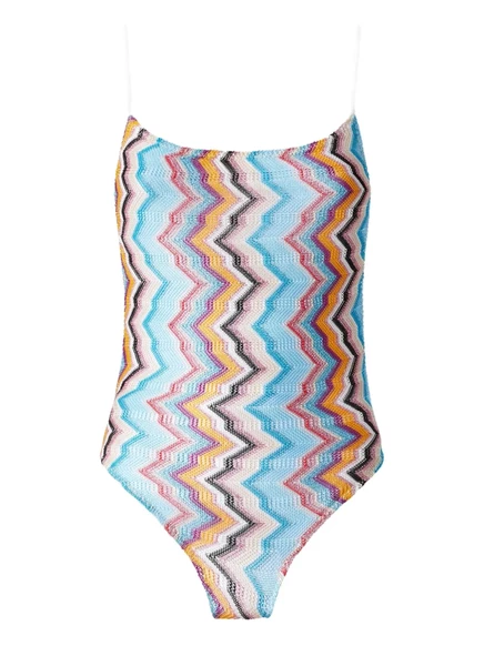 Женский слитный купальник Missoni с зигзагообразным узором, голубой