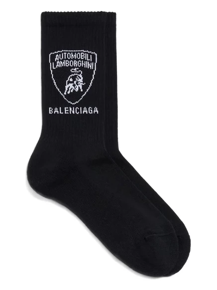 Мужские носки Balenciaga с жаккардовым логотипом, черные