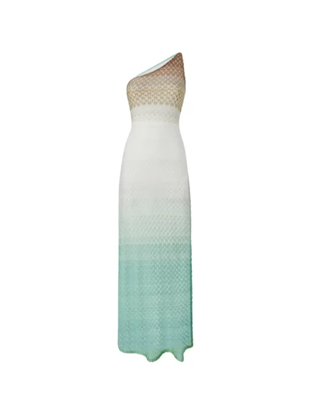 Женское пляжное платье Missoni на одно плечо, зеленое омбре
