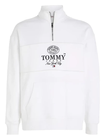 Мужская толстовка Tommy Hilfiger с полу-молнией и панелями, белая