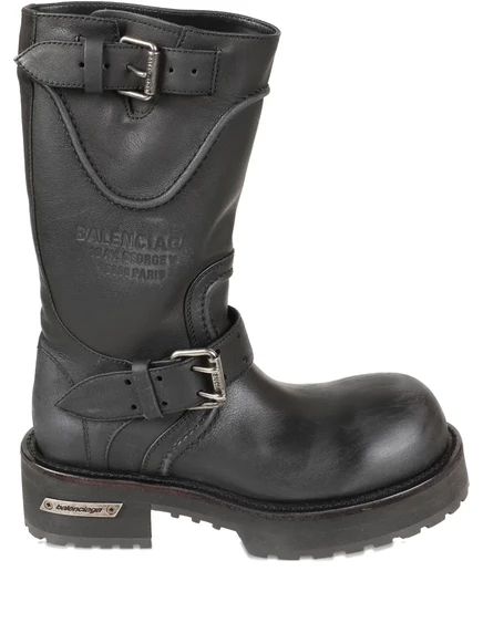 Байкерские ботинки Balenciaga с ремешком и пряжкой black