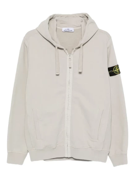 Мужское худи Stone Island на молнии с нашивкой Compass, серое