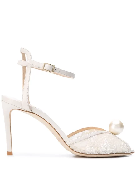 Женские босоножки Jimmy Choo Sacora с жемчугом, белые