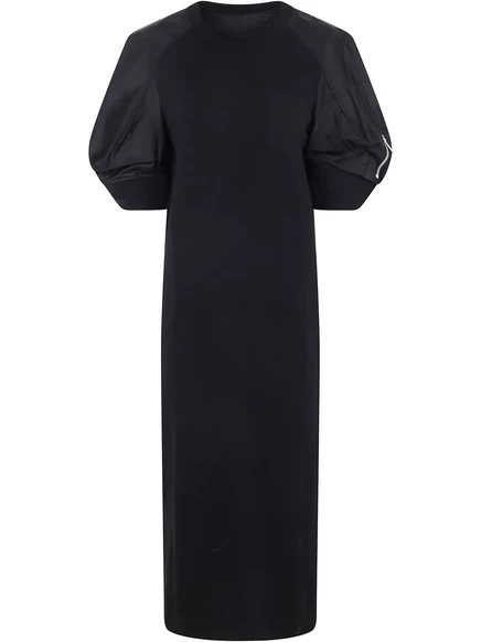 Женское платье Sacai макси с объемными рукавами, черное