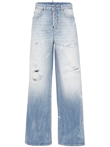 Женские джинсы DSQUARED2 широкие рваные, синие