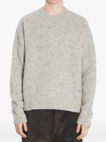 Свитер с круглым вырезом в рубчик от AMI Paris grey
