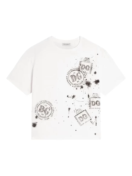 Детская футболка Dolce & Gabbana Kids с принтом, белая