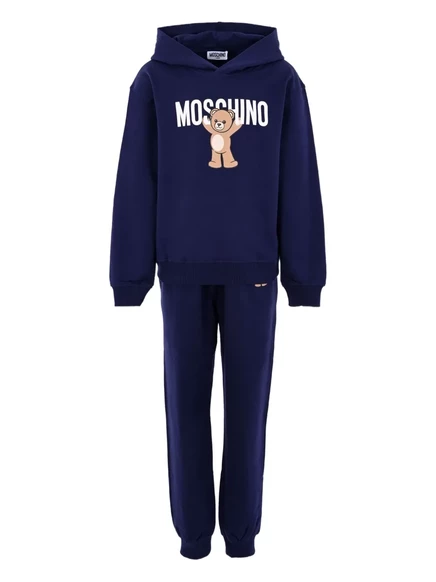 Спортивный костюм с плюшевым принтом Moschino Kids blue
