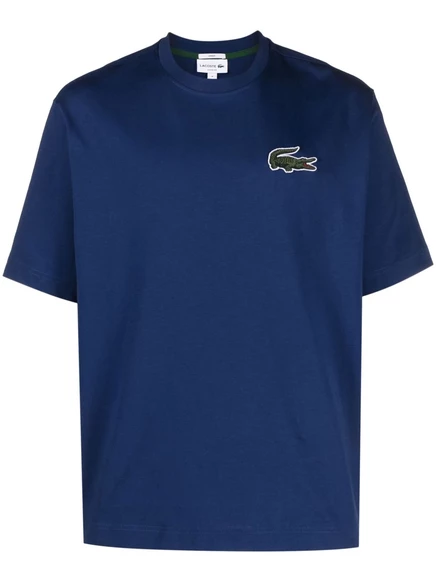 Хлопковая футболка с нашивкой с логотипом Lacoste  blue