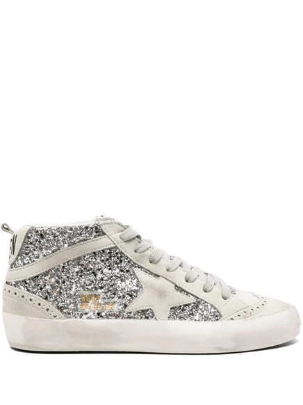 Женские кроссовки Golden Goose Mid-Star кожаные, серебристые