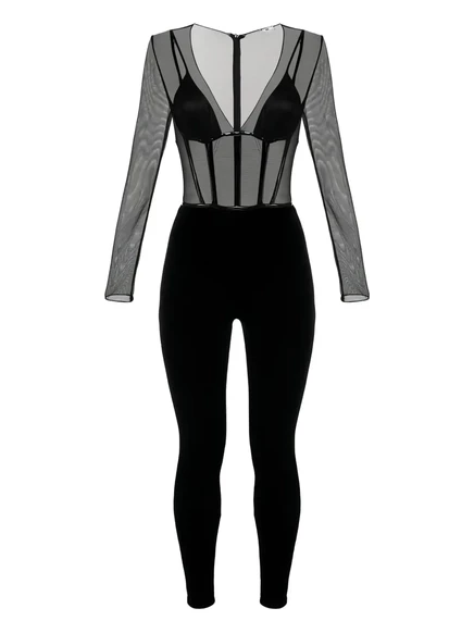 Женский комбинезон Elisabetta Franchi с тюлем, черный
