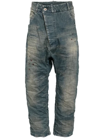 Асимметричные джинсы Boris Bidjan Saberi с заниженной талией blue