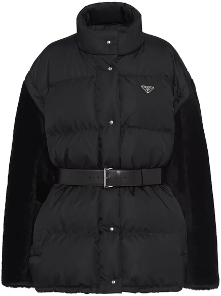 Пуховик Prada из переработанного нейлона black