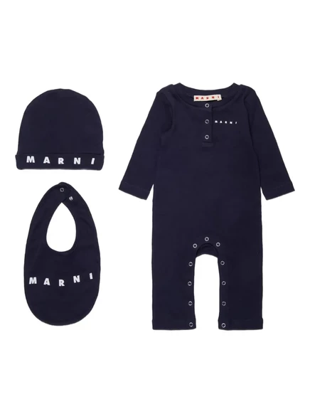 Детский набор из 3 комбинезонов Marni Kids с принтом, черный