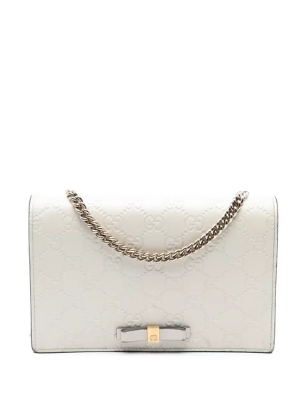 Фирменный кошелек Gucci Mini Guccissima Bow, бывший в употреблении в 2000-2015 годах, сумка через плечо на цепочке