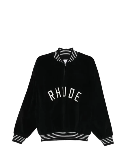 Мужская велюровая толстовка RHUDE с короткой молнией, черная