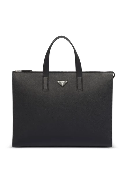 Мужская сумка-тоут Prada Saffiano из кожи, черная