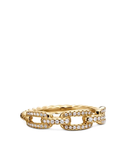Женское кольцо David Yurman Stax 18K 4,5 мм с бриллиантами, золотое