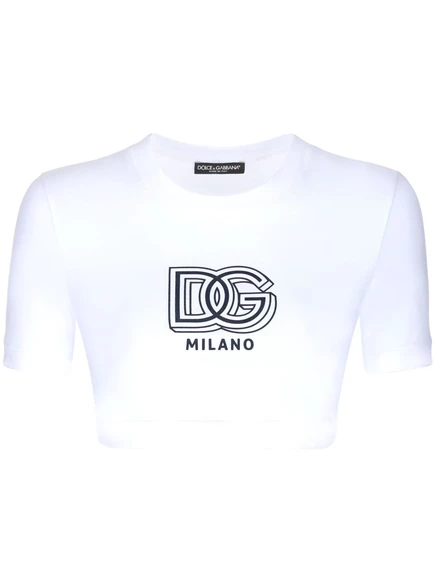 Футболка из смесового хлопка с логотипом Dolce & Gabbana  white
