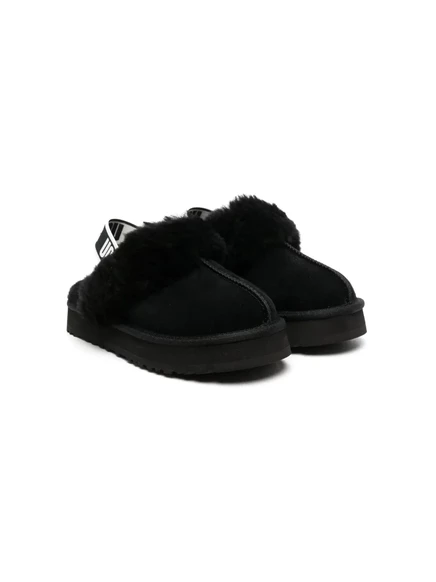 Детские тапочки UGG Kids Funkette из замши с овчиной, черные
