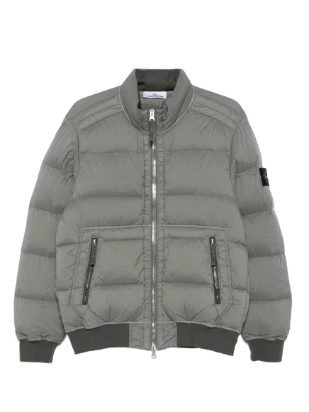 Мужская стеганая куртка Stone Island с молнией, зеленая