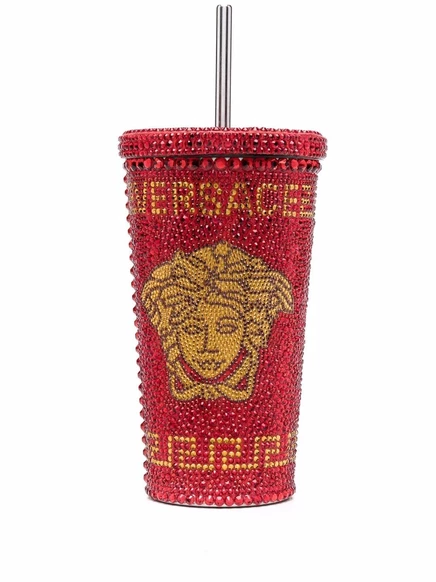 Дорожная чашка Versace, украшенная кристаллами в виде медузы Версаче red