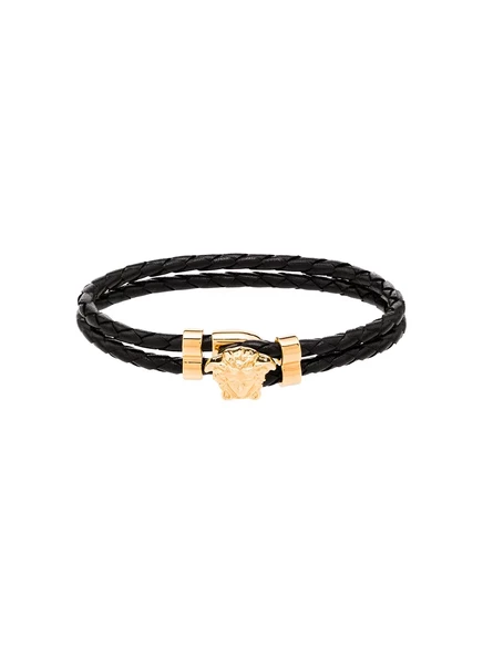 Кожаный браслет Versace La Medusa, чёрный