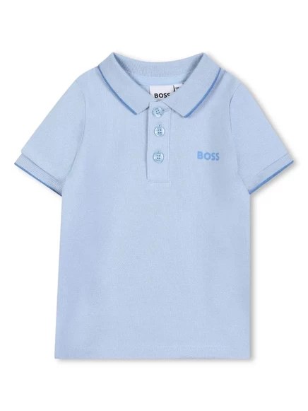 Поло для мальчиков Boss Kidswear с логотипом, голубое
