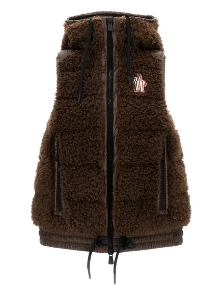Флисовый жилет Moncler Grenoble с капюшоном brown