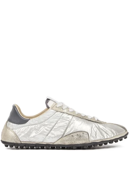 Металлические кроссовки Maison Margiela с низким берцем silver
